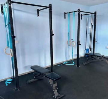 Two wall mounted squat racks in PLW Fitness Studio Darlington